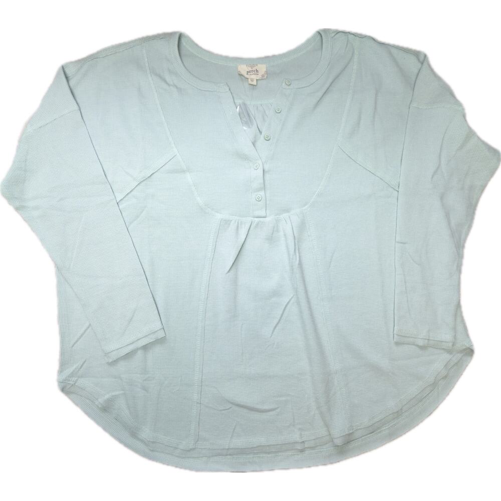 Perch by Blu Pepper Women’s Top Size 2XL Light Blue Long Sleeve Henley NWOT